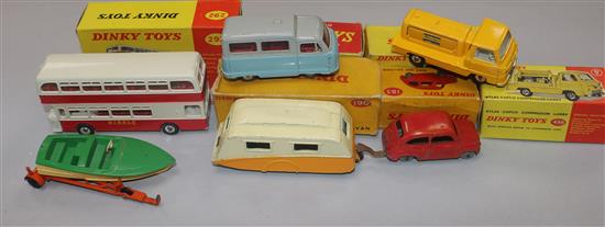 A Dinky Autobus Atlas No. 295 (original red and yellow box) and five other boxed Dinky vehicles,